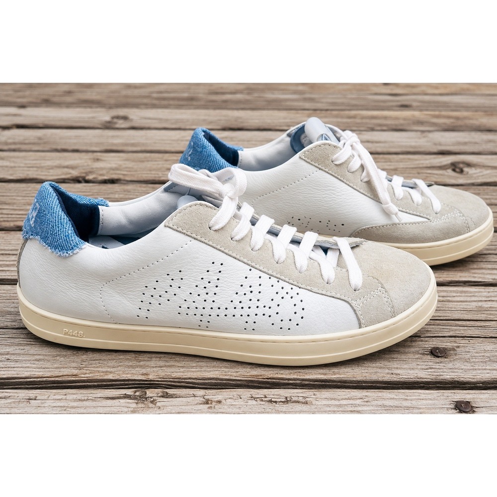 P448 John White Leather Low Top Sneakers